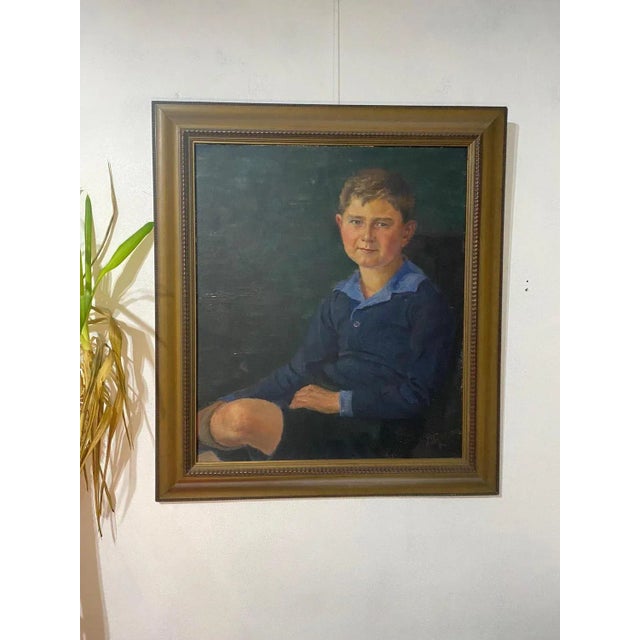 Modern Hannes Fritz-München, Young Boy, Oil on Canvas, 1927 For Sale - Image 3 of 7