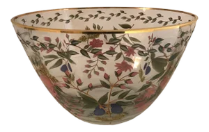 Crystal Clear Hand Painted “Amelia” 11’ Bowl With 22kt Gold Accents