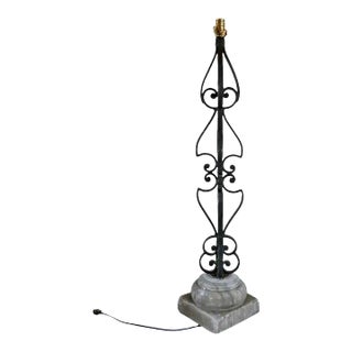 Large Italian Wrought Iron and Limestone One-Light Table Lamp For Sale