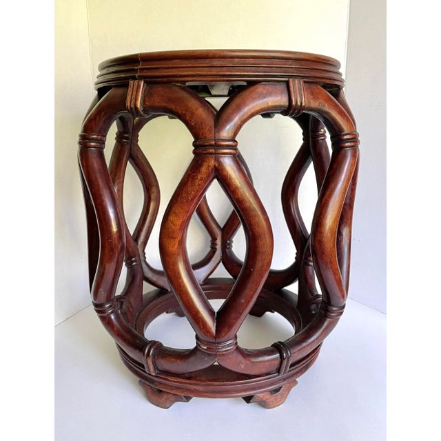 Mid 20th Century Chinese Asian Hardwood Carved Drum Stool For Sale - Image 11 of 11