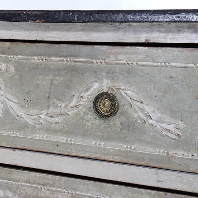 Swedish Gustavian Painted Two-Drawer Chest With Carved Laurel Swags, Late 18th Century For Sale - Image 10 of 17