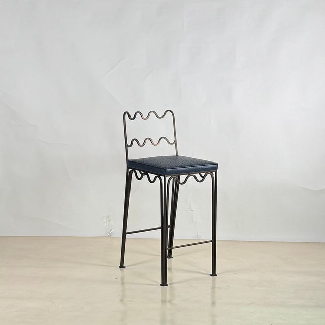 Metal Set of 3 'Méandre' Counter Stools by Design Frères For Sale - Image 7 of 9