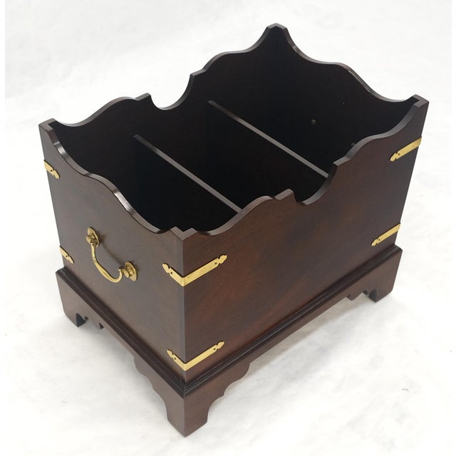 Campaign Large Chippendale Campaign Style Mahogany Brass Magazine Rack c1970s MINT For Sale - Image 3 of 14