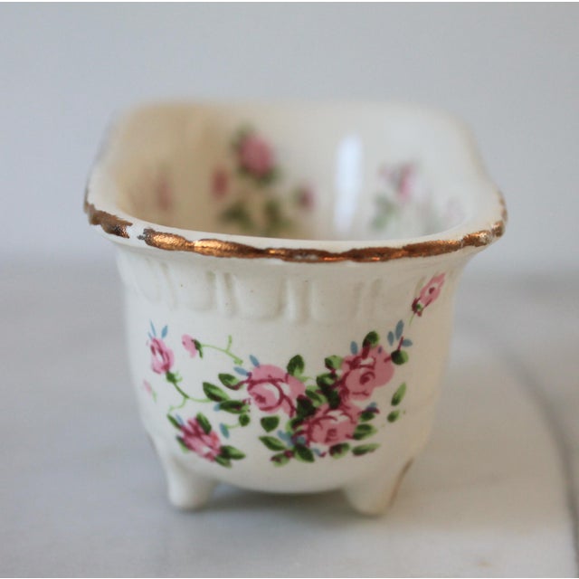 Off-white Vintage Floral Ceramic Bathtub Soap Dish For Sale - Image 8 of 12