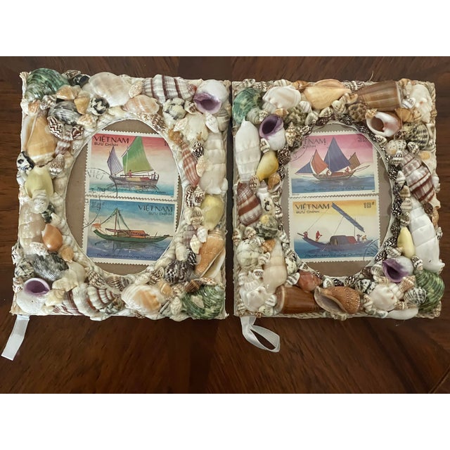 Pair of Sea Shell Encrusted Photo Frames Sailors Valentines For Sale - Image 4 of 4