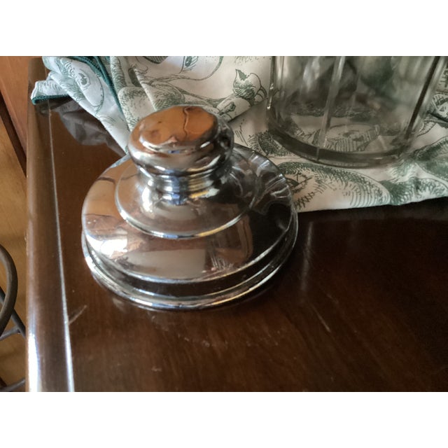Art Deco 1920-30 Hoosier Pressed Glass Cannister and Chrome Lid With Knob For Sale - Image 3 of 9