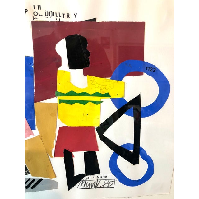 1980s Loren Munk, Mixed Media Neo Expressionist Collage Painting African American Kids, Bicycle NY, 1985 For Sale - Image 5 of 8