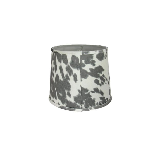 Modern 10" Gray Faux Cowhide Drum Lamp Shade For Sale - Image 3 of 4