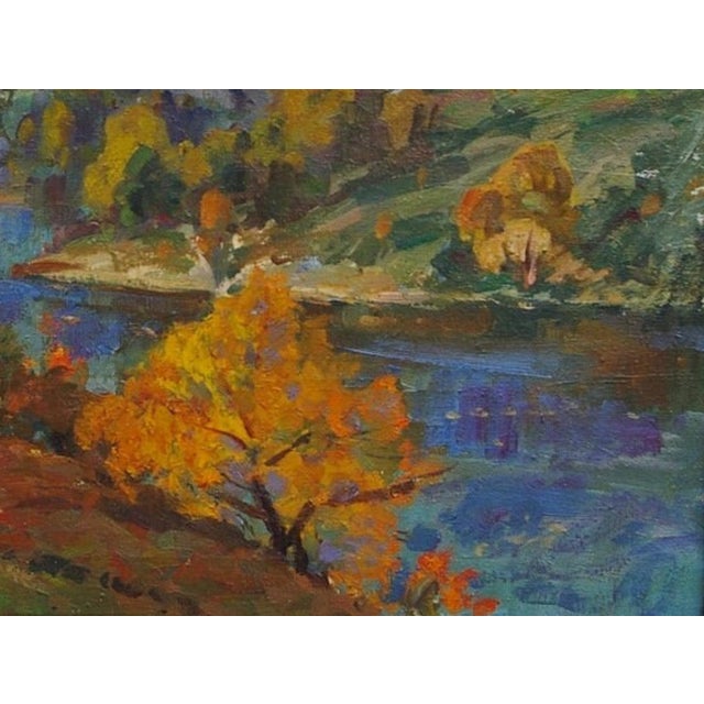 Original Autumn Landscape Oil Painting, Ukrainian Art, 1970s 60-80 For Sale - Image 6 of 6