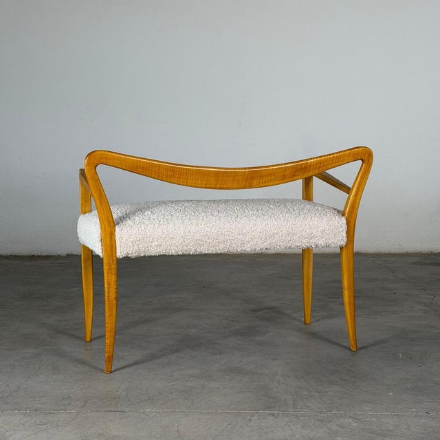 Bench in Blonde Maple and Bouclé Upholstery attributed to Guglielmo Ulrich, 1940 For Sale - Image 13 of 15