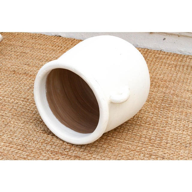 Handpainted Mykonos White Planter With Handles For Sale In Los Angeles - Image 6 of 8