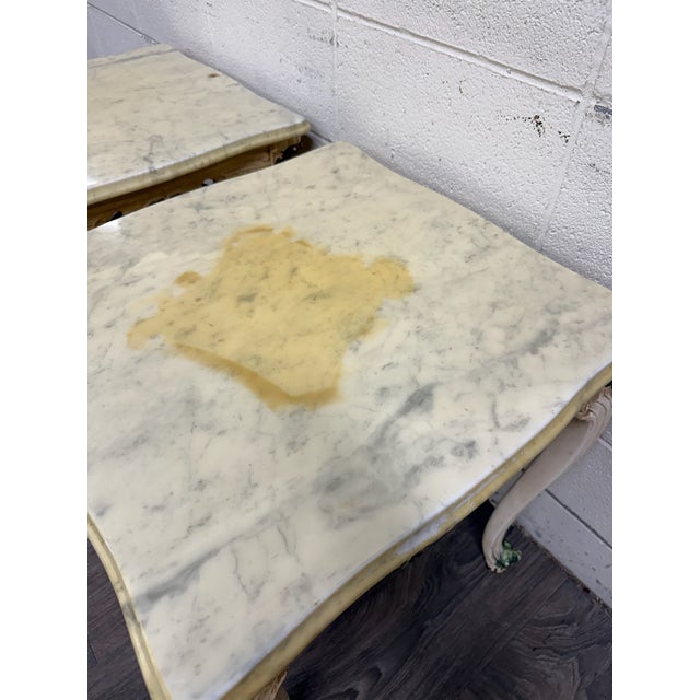 Vintage Italian Louis XV Style Marble Top End Tables - Pair For Sale - Image 11 of 16