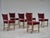 1970s, set of 6 Danish dining chairs. Oiled oak wood, red furniture velour. Chairs reupholstered in about 10 years ago:...