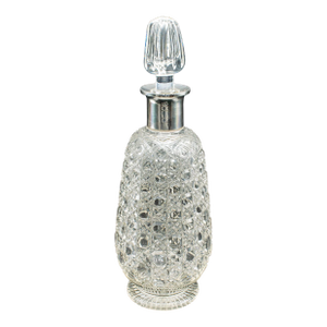 Antique Spirit Decanter, Edwardian, Cut Glass, Hallmarked Silver, English, 1903