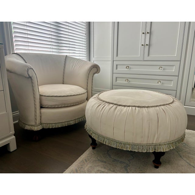 2000 - 2009 Custom Upholstered Lounge Chair & Ottoman For Sale - Image 5 of 12