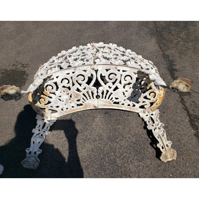 Vintage Cast Iron Grape & Vine Leaf Bench & Arm Chair For Sale In Greensboro - Image 6 of 12