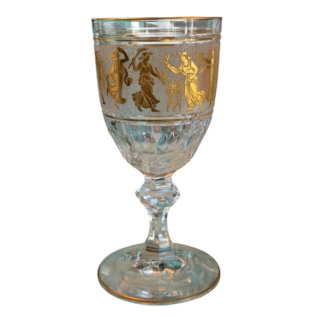 Classical Roman 1 of 3 Antique Val St Lambert Danse De Flore Cameo Glass Red Wine Stems For Sale - Image 3 of 4