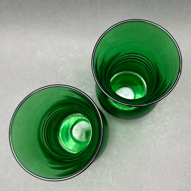 Vintage Pair of MCM Anchor Hocking Forest Green Ribbed Vases For Sale In New York - Image 6 of 7