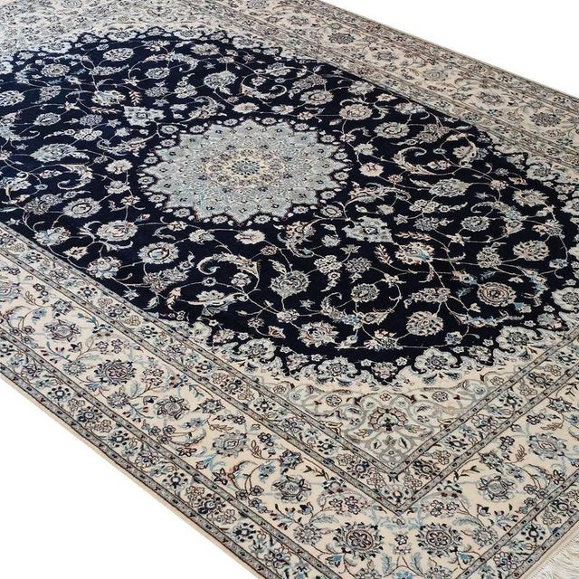 Hand-Knotted Wool and Silk Nain Rug For Sale - Image 3 of 5