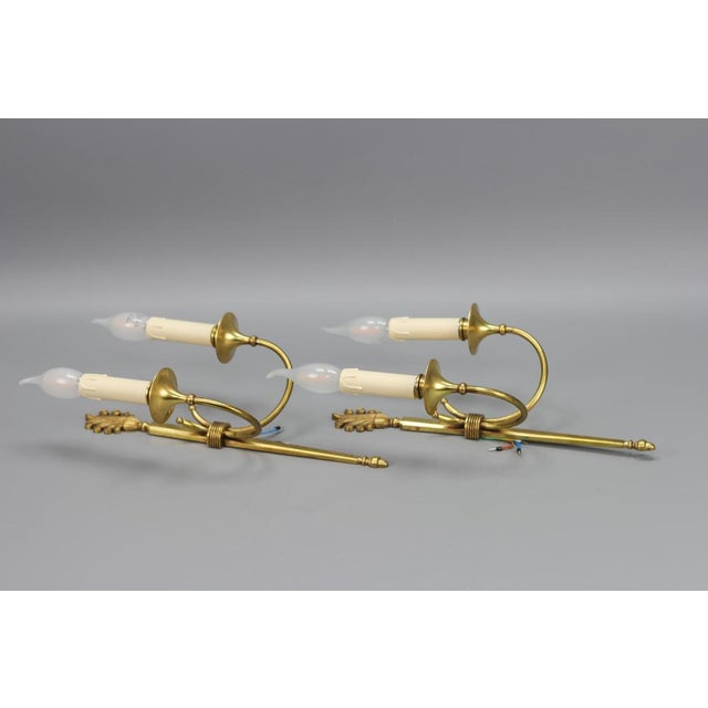 French Art Deco Brass Twin-Arm Sconces, 1930, Set of 2 For Sale - Image 11 of 18