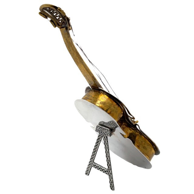 Mid 20th Century Netafim Sterling Silver 925 Filigree Judaica Spice Box Guitar For Sale In New York - Image 6 of 10