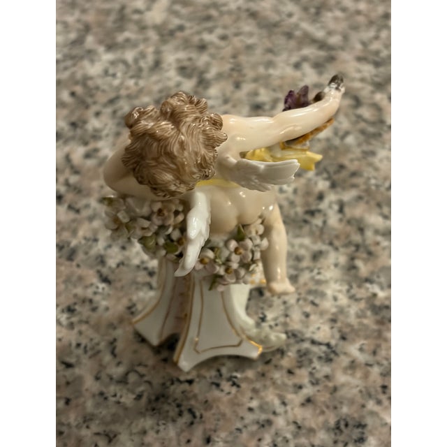 Ceramic Meissen Antique 5” Porcelain “Cupid With a Bow” Q162 Gustav Stellmacher 1897 For Sale - Image 7 of 12