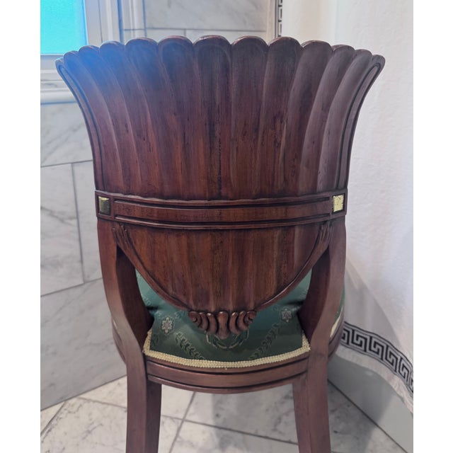 Mid-Century Modern Late 20th Century Attributed Maitland Smith Mahogany Fan Back Dining Chairs - A Pair For Sale - Image 3 of 17