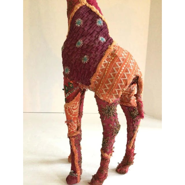 Textile 1960s Fabric Wrapped Giraffe Sculpture With Embroidered Embellishments For Sale - Image 7 of 7