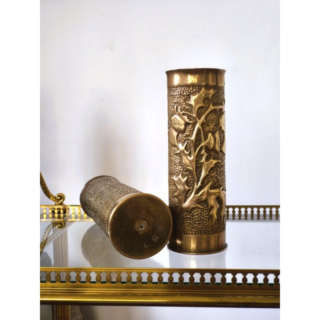 Trench Art Brass Vases, 1910s, Set of 2 For Sale - Image 4 of 11