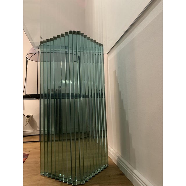 Turquoise Glass Console or Sideboard with Mirroring Glass by Luigi Massoni for Gallotti & Radice For Sale - Image 8 of 14