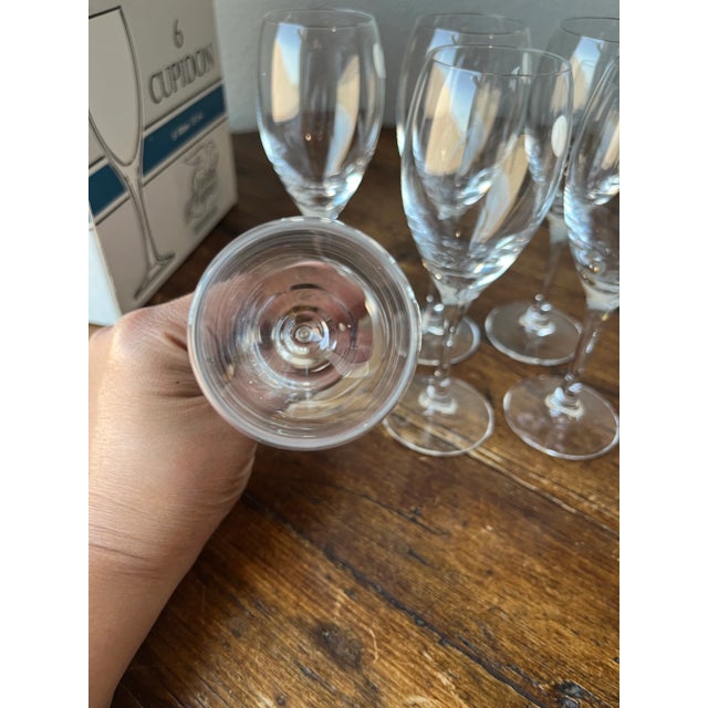 Late 20th Century Cristal D’Arques Cupidon Pattern Champagne Flutes- Set of 6 For Sale - Image 5 of 8