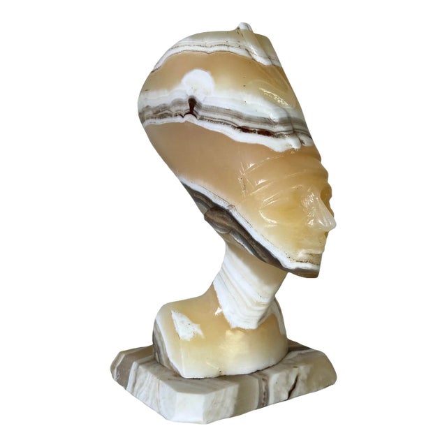 Vintage Decorative Nefertiti Egyptian Queen Marble Bust Statue For Sale