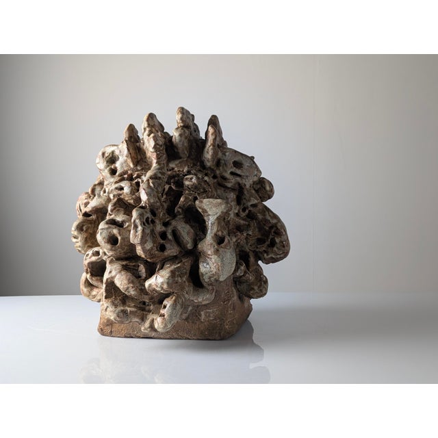 Large Organic Sculpture in Glazed Stoneware with Coral Forms, 2002 For Sale - Image 16 of 16