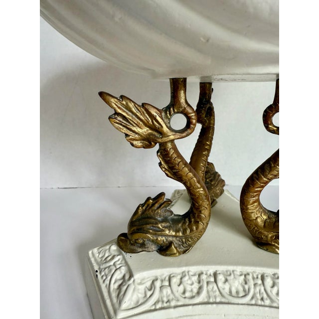 1960s Hollywood Regency Dolphin Pedestal Seashell Centerpiece Bowl For Sale - Image 4 of 12