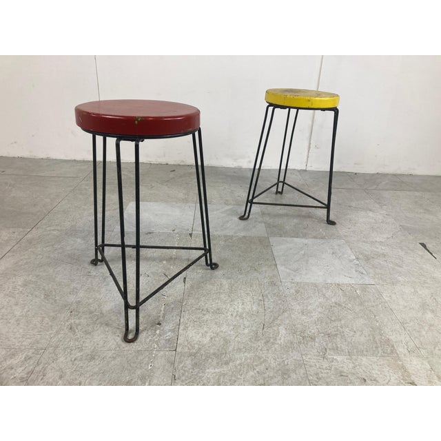 Set of Mid-Century Industrial Stools, 1950s For Sale - Image 10 of 11