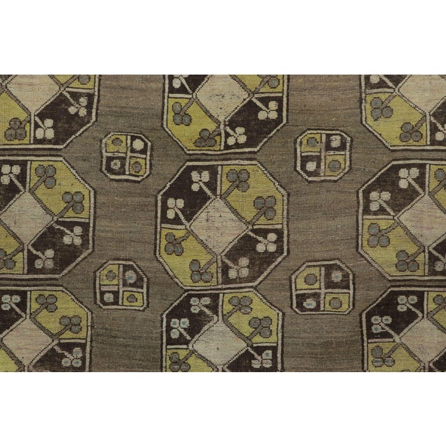 1960s Vintage Bokhara Rug in Green With Bold Octagon Geometric Grid - Rug & Kilim For Sale - Image 5 of 9