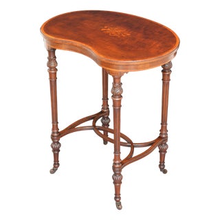 Antique Edwardian Inlaid Mahogany Kidney-Shaped Side Table, 1900 For Sale