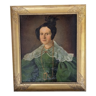 Captain's Wife Portrait, 1800s, Oil on Canvas For Sale