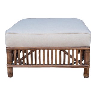 Palecek Square Rattan Ottoman For Sale