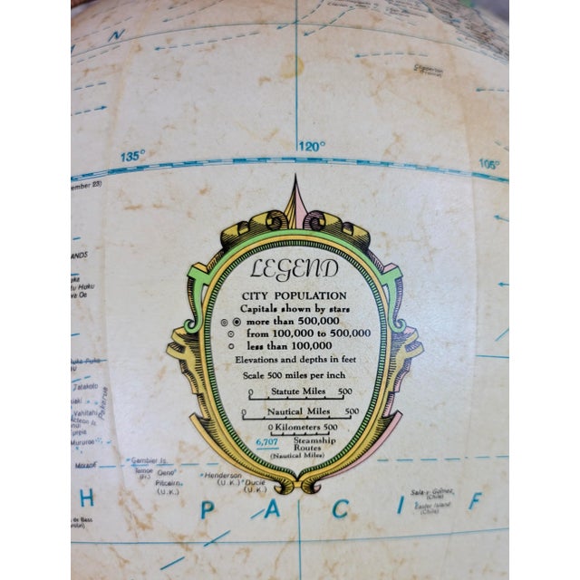 Brown Replogle 1960s Vintage Illuminated 16" World Globe on Mahogany Stand For Sale - Image 8 of 13