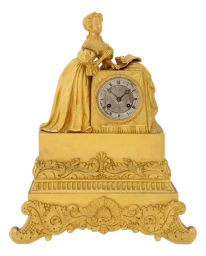 French Empire Gilt Metal Figural Clock