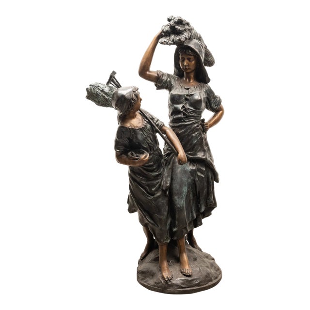 Large Antique French Bronze Sculpture “Return From the Harvest” Attributed to Mathurin Moreau For Sale