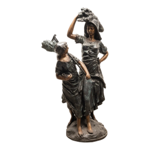 Large Antique French Bronze Sculpture “Return From the Harvest” Attributed to Mathurin Moreau
