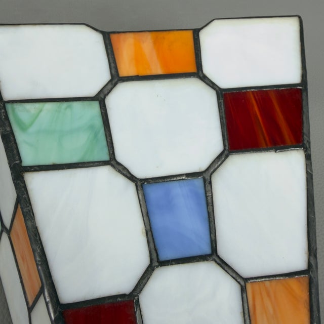 Vintage Multicolored Leaded Glass Wall Lamp, 1970s For Sale - Image 9 of 11