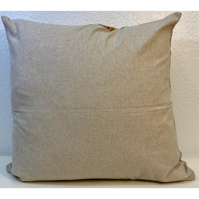 20” Square Pillow With a Purple and Orange Watercolor-Like Floral Print - Made in U K For Sale - Image 11 of 12