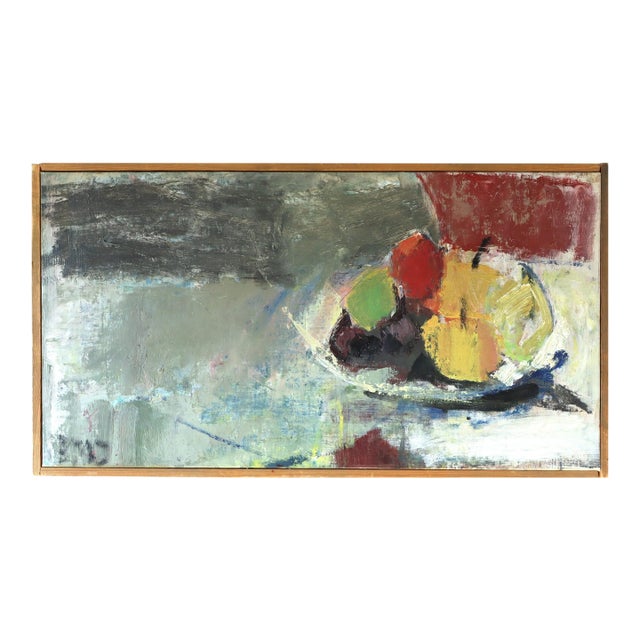 Mid-Century Modern 'Painterly Harvest' Vintage Swedish Abstract Still Life Oil Painting, Framed For Sale
