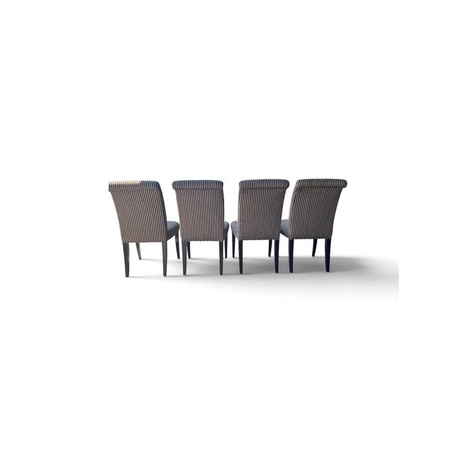 Late 20th Century Set of Four Contemporary Striped Parsons-Style Dining Chairs For Sale - Image 9 of 9