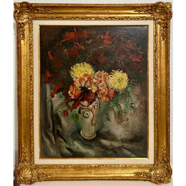 Nicolai Cikovsky, Large Modernist Oil Painting Wild Flowers in Vase WPA Artist Nicolai Cikovsky For Sale In Miami - Image 6 of 18