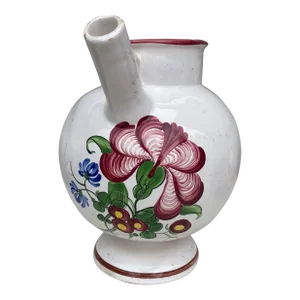 French Faience Handled Pot Pitcher Circa 1950