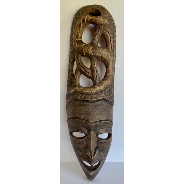 Vintage Hand-Carved Wood African Haitian Mask For Sale - Image 9 of 9